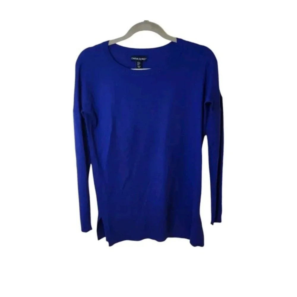 Cynthia Rowley Pullover Sweater 100% Merino Wool Blue Women's Size Small